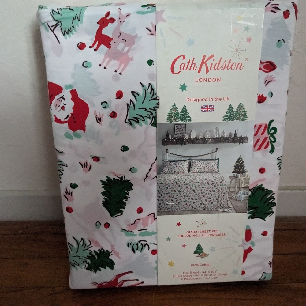 Cath Kidston Ditsy Deer Queen Sheet set pillow cases Christmas bedding